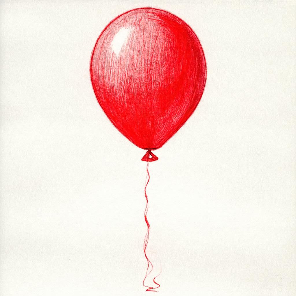 a pencil sketch of a red balloon
